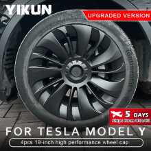 Tesla Model Y 19 tuuman vanteen keskiökupit, 4 kappaleen setti, mattamusta muovi