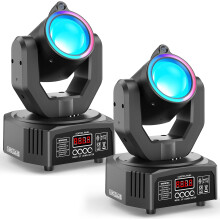 Conjunto de 2 Cabeças Móveis Beam RGBW 3 em 1 de 30W, Tira de Luzes com Efeito de Perseguição, d-mx512 e Som Ativo