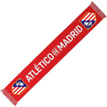 Bufanda oficial Atlético de Madrid, tecido vermelho com escudo bordado e franjas, tamanho padrão