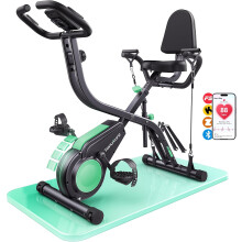 Toputure Bicicleta Estática Dobrável 5 em 1, com Encosto, 16 Níveis e APP