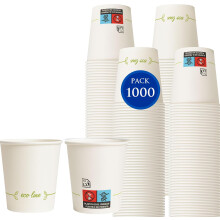 TRAINEANDO copos de café descartáveis, conjunto de 1000 unidades, 200 ml, cartão reciclável, branco