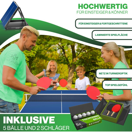 KESSER Mesa de Ping Pong Mini, Dobrável, Exterior e Interior, com Conjunto de 2 Raquetes, 5 Bolas e Rede 1