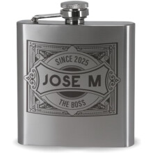 DEREGALOOS petaca personalizada com gravação a laser, conjunto de 2 copos e funil em aço inoxidável, 175 ml