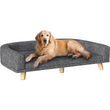 PawHut sofá para cães grandes, cama elevada 30kg, 98x67x25cm, cinzento escuro