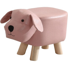 Qianly Puf de Animais, Cadeira para Crianças, Rosa, Tecido e Madeira, 30x23x30 cm