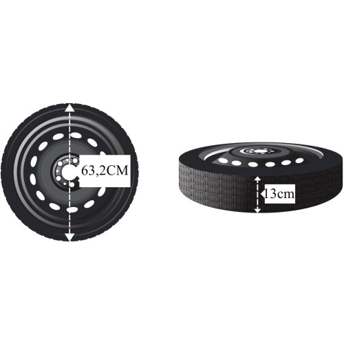 Kit de roda de substituição de 17 polegadas, compatível com Ebro S400, com macaco, chave, luvas e mala, 125/80R17 1