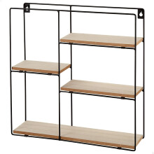 AKTIVE MAX Estante de Parede, 40x40x10 cm, 4 prateleiras, estrutura de metal preto e madeira, 4 kg