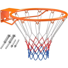 COSTWAY Aro de Basquetebol de 45 cm, Metal, Preto, com Dupla Mola e Rede de Poliéster, para Interior e Exterior