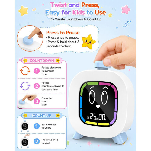 Digital Visual Timer for Kids, 99-Minute Countdown, Rechargeable 4 Cute Emotion Faces,LED Backlit,  Management Tool 1