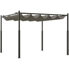 Outsunny pérgola de jardim com teto retrátil, 3x3 m, aço, cinzento, proteção UV30+