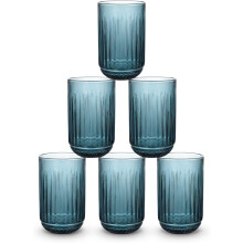 SANTA CLARA, conjunto de 6 copos de vidro para água, 430 cc, azul, resistentes a máquina de lavar louça e micro-ondas