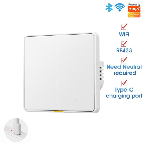 Tuya WIFI   2-Gang Wall , for  Assistant APP Scheduling  Voice Control 1