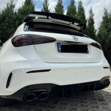 Mercedes-Benz A-Klasse W177, hinterer Stoßstangendiffusor A45-Look, schwarz, mit 2 Endrohren aus Edelstahl