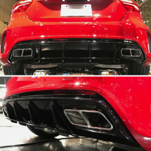 Mercedes Benz A-Klasse W176 Heckdiffusor, Lippenspoiler mit Endrohren, Schwarz, ABS-Kunststoff