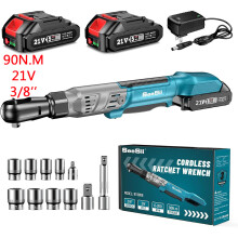 SEESII elektrische ratelband met lange hals, 21V, 3/8 inch, 80Nm, draadloos met 2 accu's