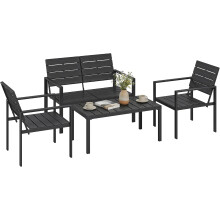 Outsunny conjunto de 4 peças de mobiliário de jardim para 4 pessoas, preto