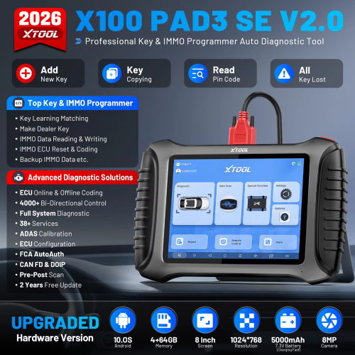 XTOOL X100PAD3 SE, Autodiagnosescanner, IMMO-Schlüsselprogrammierung, ECU-Codierung, CANFD DOIP 1