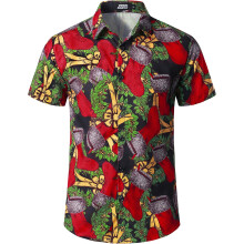 Herren Weihnachtshemd Hawaii mit Weihnachtsmann-Print Bunt XXXL — weihnachtshemd herren, hawaiihemd weihnachten