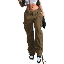 Damen Cargohose Baggy Y2K Weit Bequem Baumwolle Braun 2XL — damenhose weit, cargohose damen baggy, y2k hose