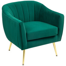 Velvet Feel Shell Back Accent Chair with Double-Layer Padded Seat, Green Tub Chair with Metal Legs