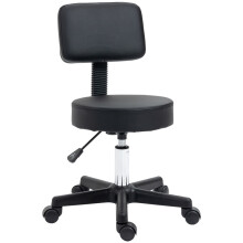 Swivel Salon Chair with Padded Seat and Back, Black Hairdresser Stool with 5 Wheels and 72-84cm Adjustable Height