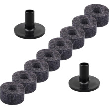 Conjunto de 10 peças de feltro e capas para pratos de bateria, preto, 2,5 cm, para bateristas