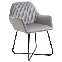 Modern Upholstered Accent Chair with Metal Base, Grey Tub Chair with Tall Back and Armrests, Velvet Feel