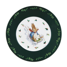 Petit Jour - Assiette Pierre Lapin Noël verte 20 cm