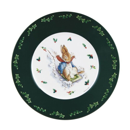 Petit Jour - Assiette Pierre Lapin Noël verte 20 cm
