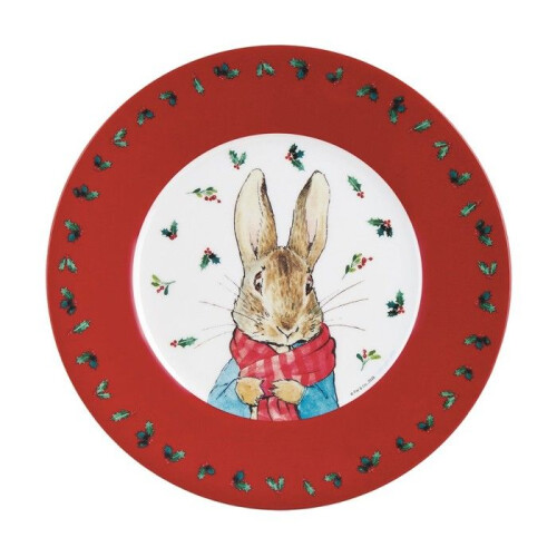 Petit Jour - Assiette Pierre Lapin Noël rouge 20 cm
