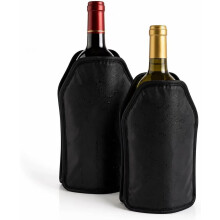 Conjunto de 2 capas de arrefecimento para vinho, 15 x 22 x 1,5 cm, com gel reutilizável, preto
