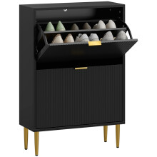 Elegant Two-Drawer Shoe Cabinet - Black