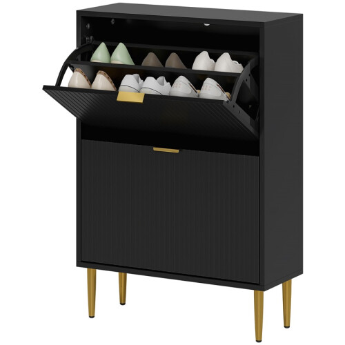 Elegant Two-Drawer Shoe Cabinet - Black 1