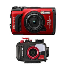 Câmera compacta à prova d'água - OLYMPUS - TG-7 - Vermelha - À prova d'água 15 m - Resistente a choques 2,1 m