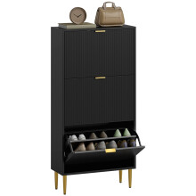 Elegant Three-Drawer Shoe Cabinet - Black