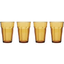 Duralex, conjunto de 4 copos de vidro temperado Picardie, 360 ml, âmbar, resistente e apilhável