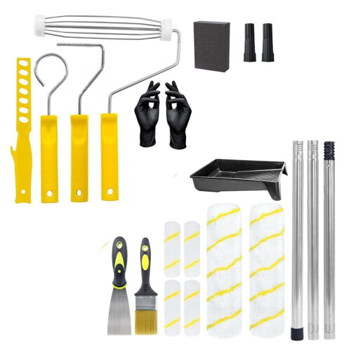 Professional Paint Roller Set with Extension Pole - Ideal for Interior Walls, Ceilings, Trim & DIY Projects