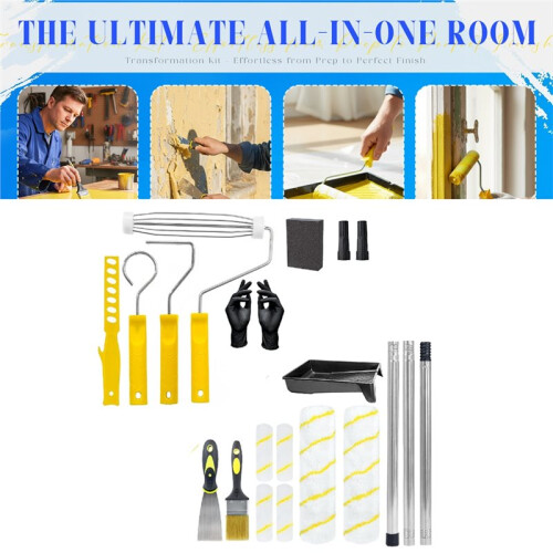 Professional Paint Roller Set with Extension Pole - Ideal for Interior Walls, Ceilings, Trim & DIY Projects 2