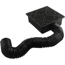Caixa de drenagem plana de PVC, preto, 22,9 x 22,9 cm, com tubo flexível, para drenagem subterrânea de águas pluviais
