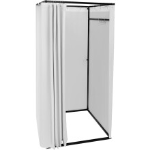 Cabine de Prova Móvel e Extensível, Retangular, Cinzento, 100 x 100 x 200 cm, Ferro e Tecido de Linho