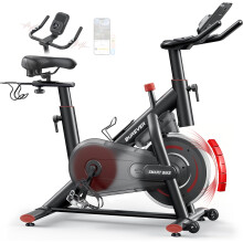 Burever Bicicleta Estática, Ecrã LCD Táctil, Resistência Magnética Ajustável, Suporte para Halteres e Porta-Copos, Máx 170kg