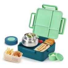 Bento Box for Kids, Large Capacity Insulated Lunch Box with 4 Compartments, Drop-Proof & Dishwasher Safe