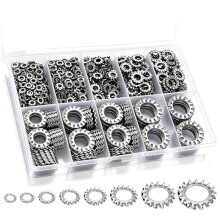 550Pcs M2.5-M12 External Tooth Lock Washers Assortment Kit - Stainless Steel Split Washers for Secure Fastening