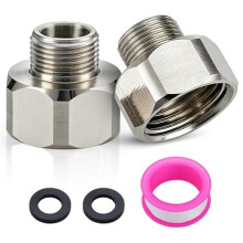 Adapter 1/2 Female to 3/8 Male COMP, Water Adapter 2 Pack Leak-Proof Rubber Gasket, with PTFE Tape, for Kitchen