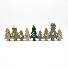 Freestanding Wooden Christmas Tree Word Decoration