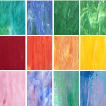 12Pcs Stained Glass Sheets,4 x 6 Inch Mixed Brilliant Coloured, Glass Tiles Set for DIY Projects,Variety Mosaic Art,Colored Assorted Cathedral Mosaic