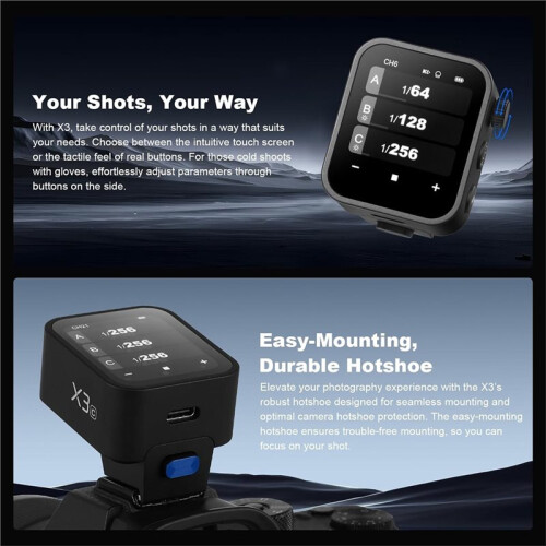 X3C X3-C TTL Wireless Flash Trigger for , OLED Touchscreen Transmitter,Built-in Battery,Quick Charge 1