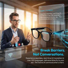 AI Translation Glasses,Portable Eyewear Supporting 164 Languages, Open-Ear Design for Hands-Free Calls Music