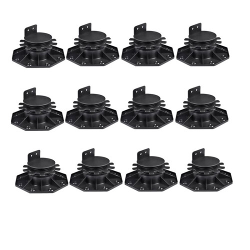 12 Pack Decking Support Pedestal Riser for Adjustable Height and Heavy Duty Foundation Base