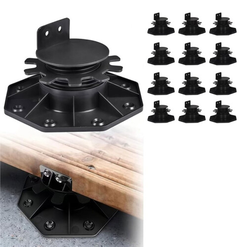12 Pack Decking Support Pedestal Riser for Adjustable Height and Heavy Duty Foundation Base 1
